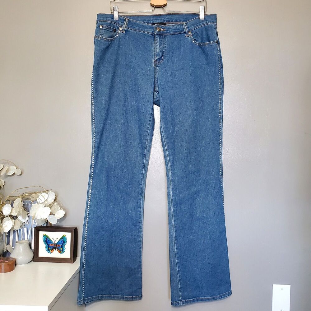 Bejeweled Jeans Womens Size 12 Blue Denim Bootcut Stretch Get Lucky USA